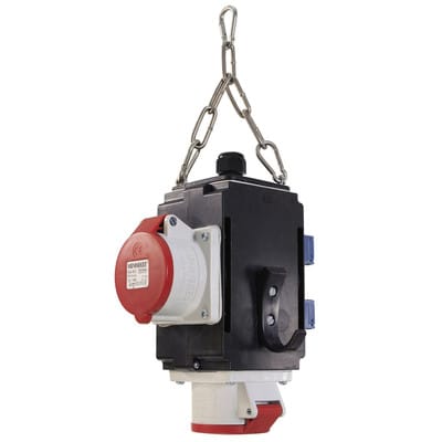 MIXO Energiewürfel III, fertig verdrahtet m.Kette 2 Dosen 230V/16A, 2 CEE-Dose 400V/16A