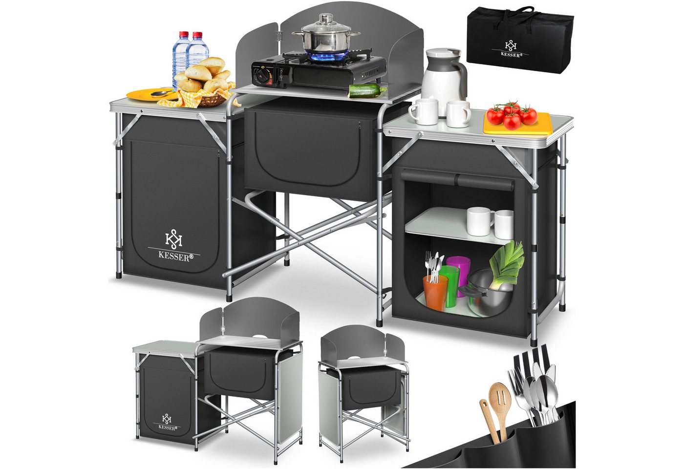 Kesser® Campingküche Faltbar, Outdoor Campingschrank, Aluminiumgestell - Typ Big, Anthrazit Bild 2