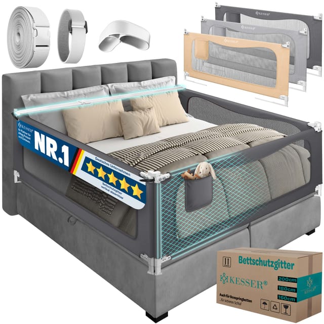 Kesser® Bettgitter Bettschutzgitter, Rausfallschutz - Anthrazit, 180cm