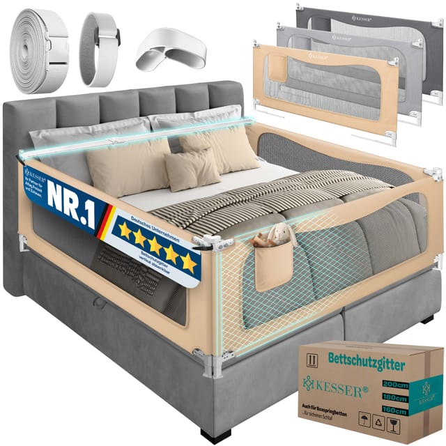 Kesser® Bettgitter Bettschutzgitter, Rausfallschutz - Beige, 200cm