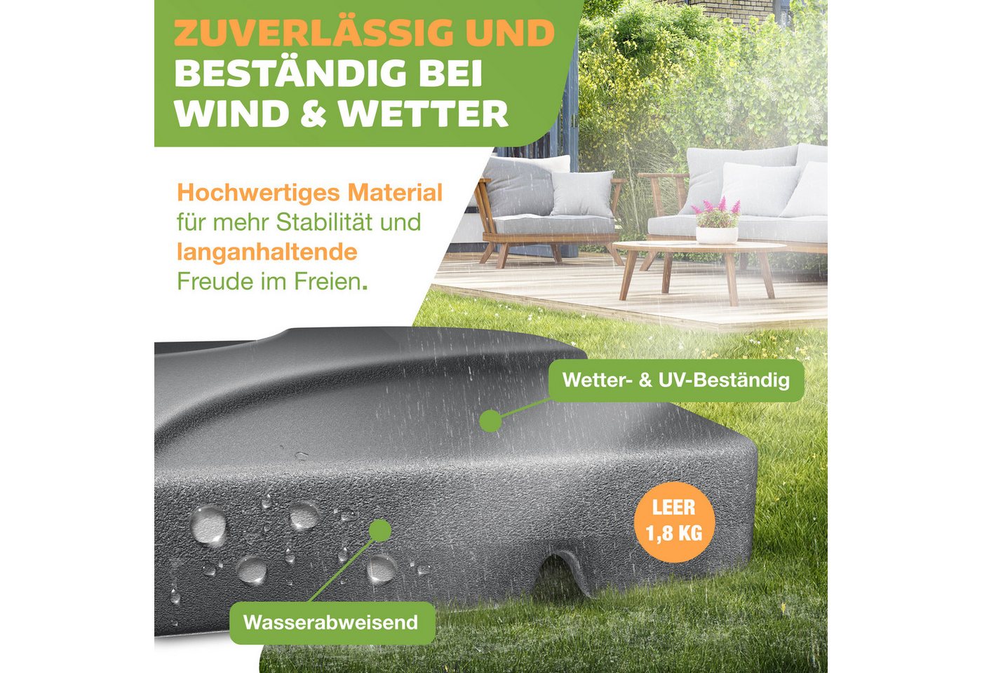 Kesser® Sonnenschirmständer 4-teilig, 60l/80kg, Für Ampelschirm - Anthrazit Bild 4