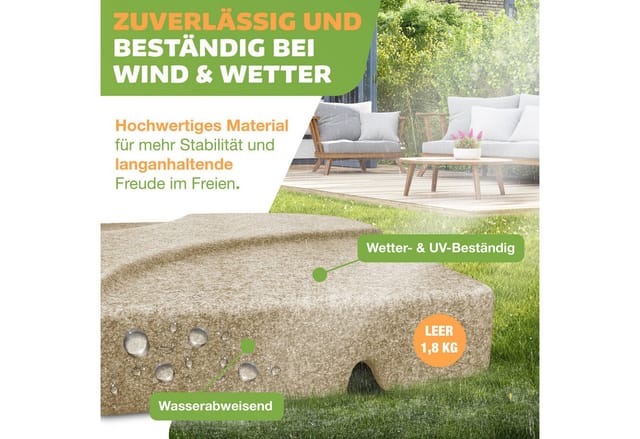 Kesser® Sonnenschirmständer 4-teilig, 60l/80kg, Für Ampelschirm - Marmor