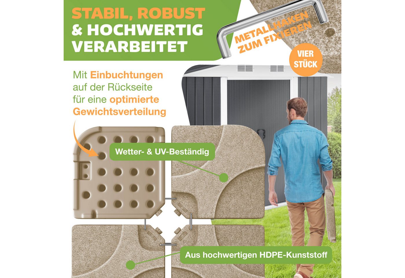Kesser® Sonnenschirmständer 4-teilig, 60l/80kg, Für Ampelschirm - Marmor Bild 4