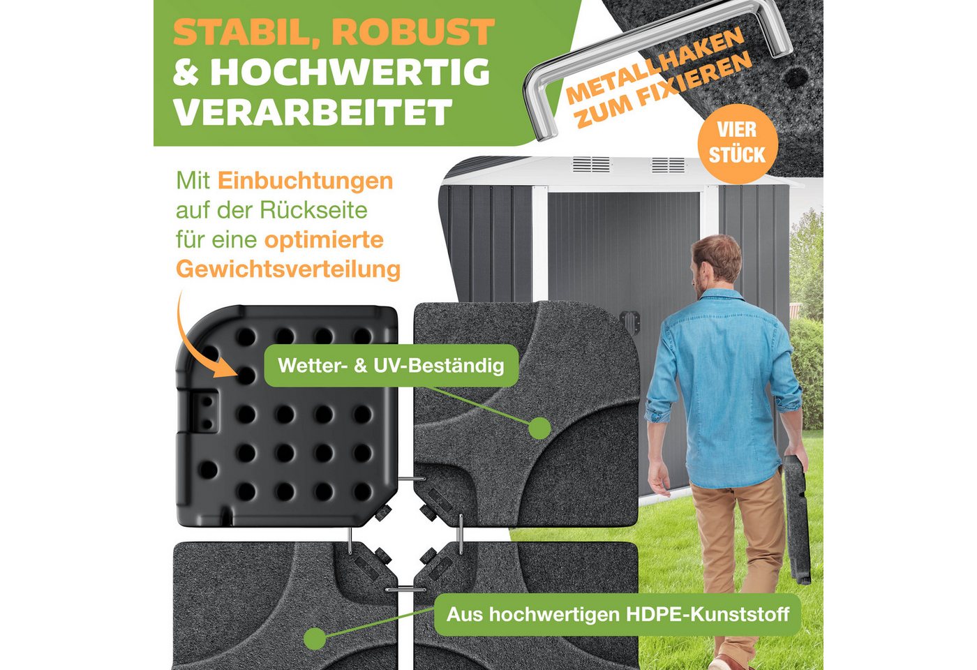 Kesser® Sonnenschirmständer 4-teilig, 60l/80kg, Für Ampelschirm - Anthrazit / Marmor Bild 2