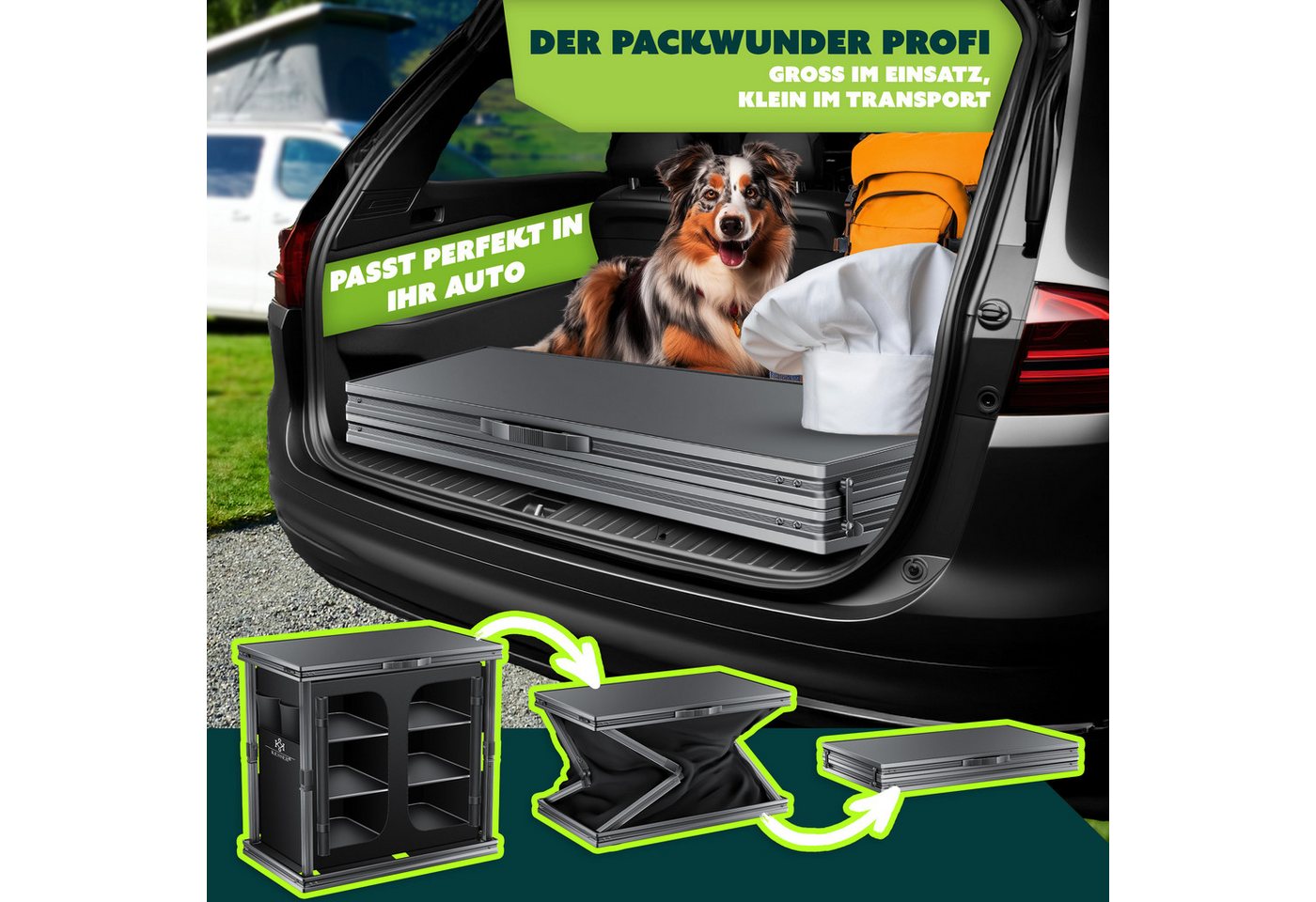 Kesser® Camping Küche Faltbar Outdoor Campingschrank, Aluminiumgestell – 6 Fachböden Bild 2