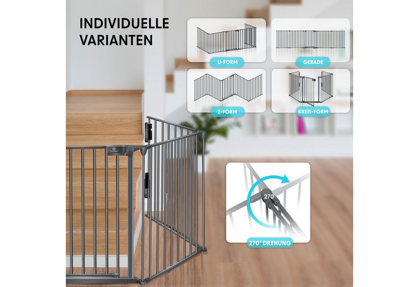 Kesser® Kaminschutzgitter Mit Tür, Metall, Ofenschutzgitter - Anthrazit