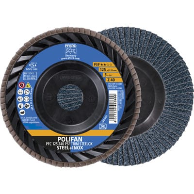 POLIFAN Fächerscheibe PFC 125x22,23 mm konisch Z40 Universallinie PSF TRIM STEELOX für Stahl/Edelstahl