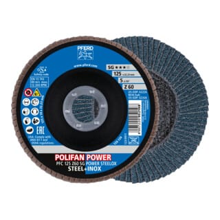 POLIFAN POWER Fächerscheibe PFC 125x22,23 mm konisch Z60 SG STEELOX Stahl/Edelstahl (2)