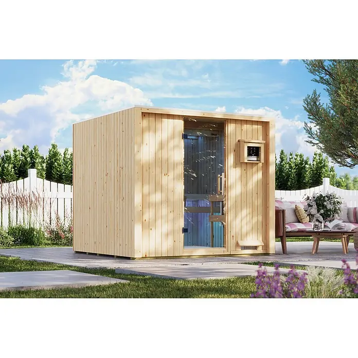 Karibu Saunahaus Tim (Ohne Ofen, Natur, L x B x H: 224 x 219,5 x 196 cm)