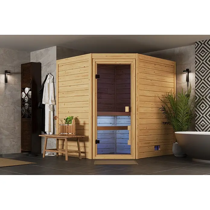 Karibu Elementsauna Corner (Ohne Ofen, L x B x H: 170 x 196 x 202 cm)