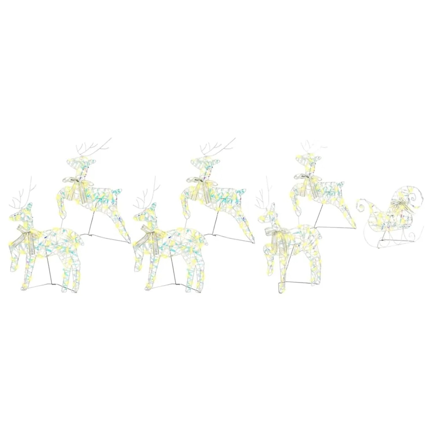 vidaXL LED Rentiere mit 40 LEDs 7-Tlg Mehrfarbig PET 3399391