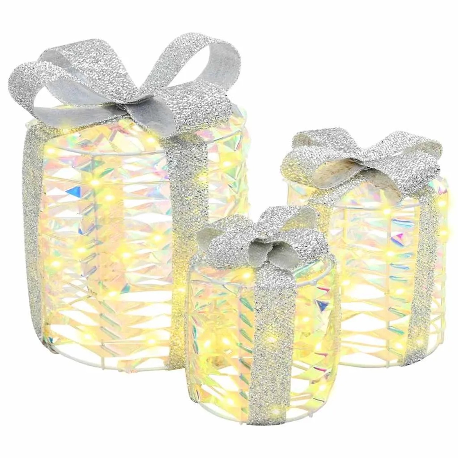 vidaXL Geschenkbox Dekoration 3 Stk Warmweiß 20 x 20 x 20 cm PET 42019088
