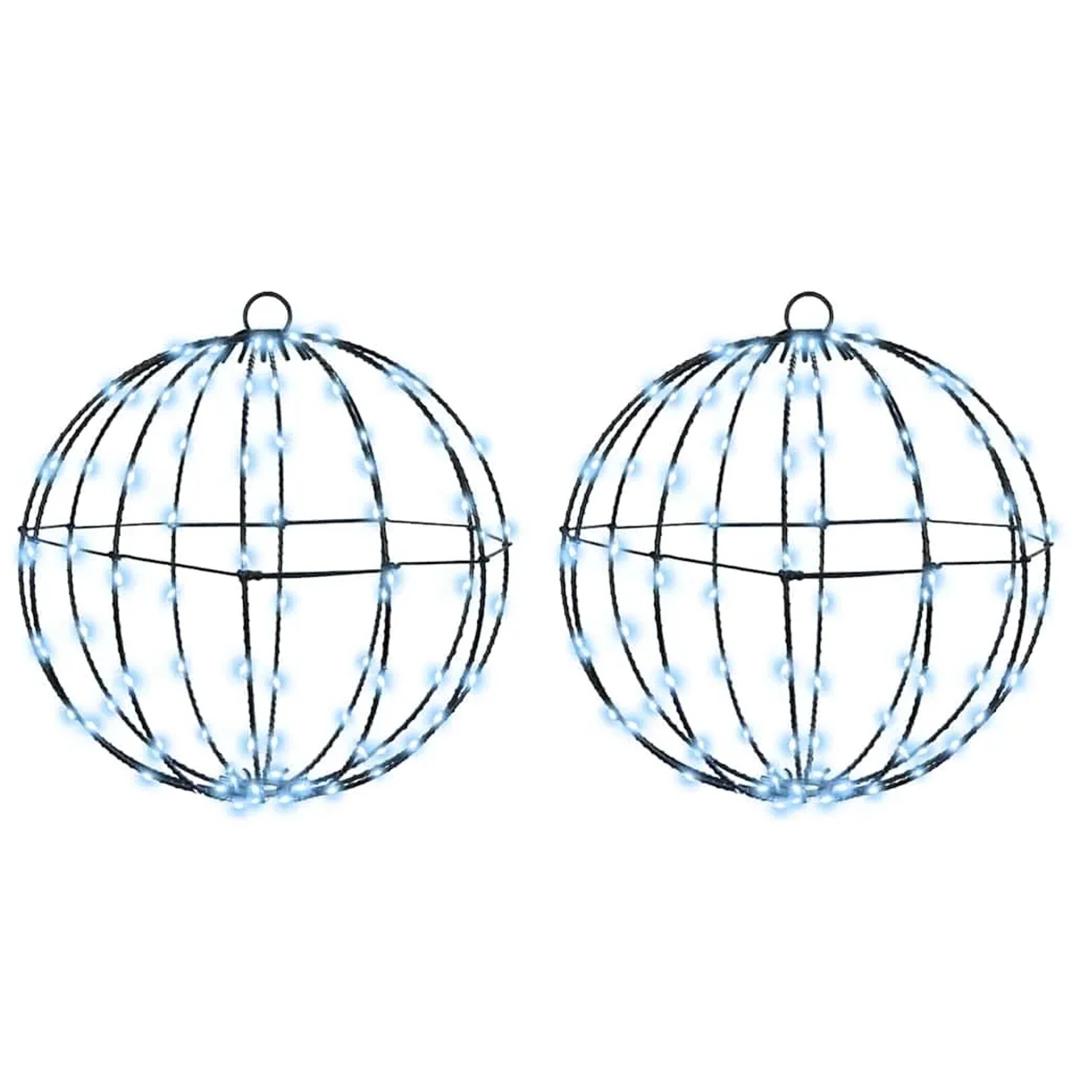 vidaXL Ball mit 192 LEDs 2 Stk Kaltweiß 30 cm Metall 42019117