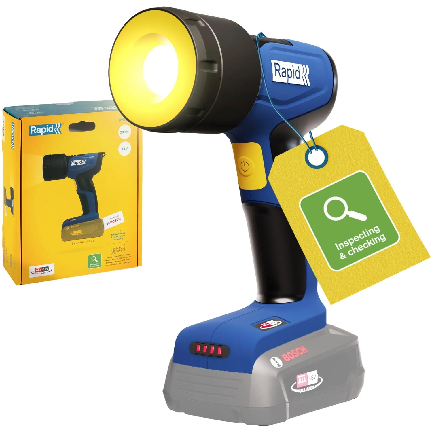 Rapid LED-Arbeitsleuchte mit Akku 18 V 290,m Einstellbarer Lichtkegel