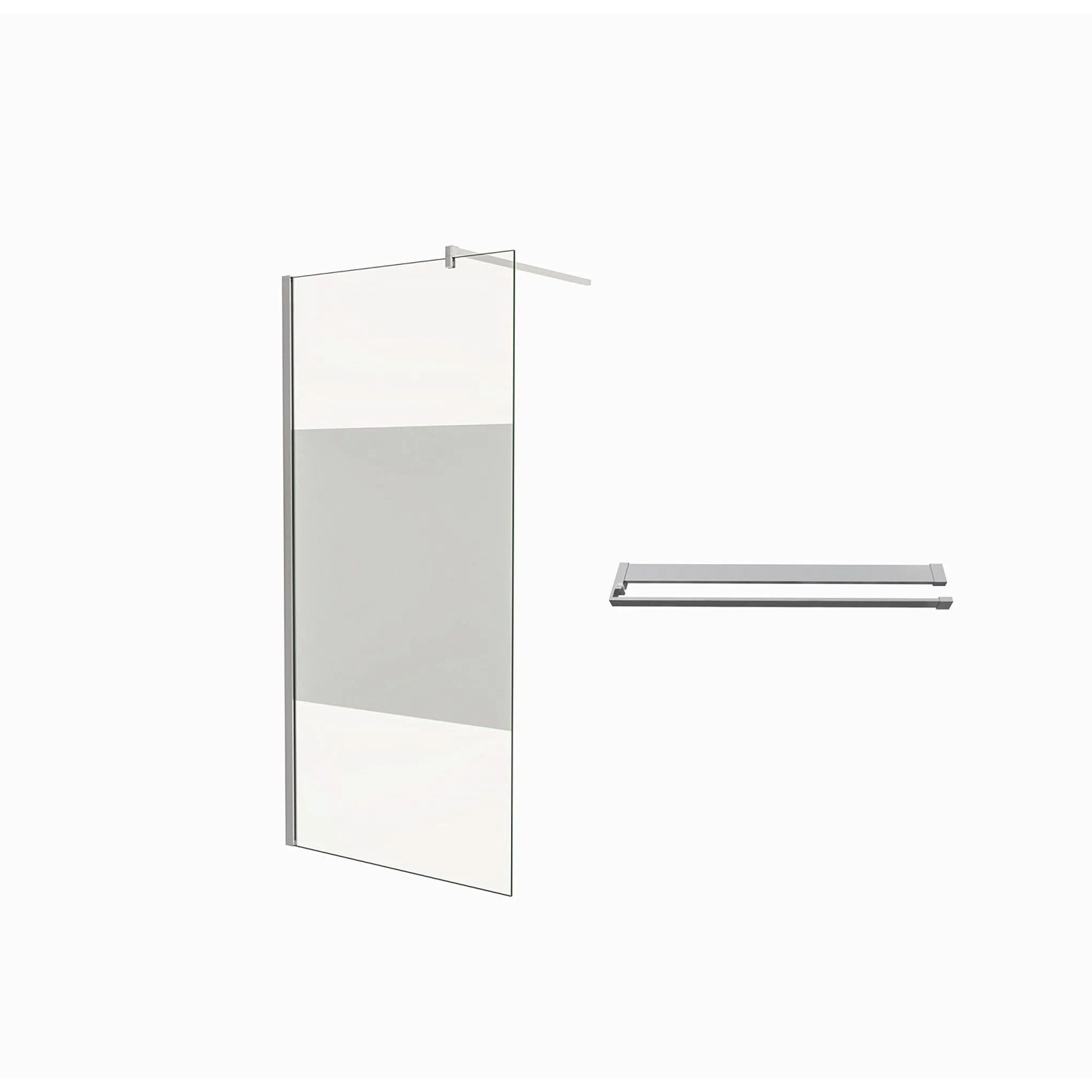 Duschparadies 80 x 200cm Walk-in Glas 8mm NANO Glas Dusche Satiniert Mit Streifen Duschabtrennung Mit Chrom Duschregal Mit 140cm Stabilisator