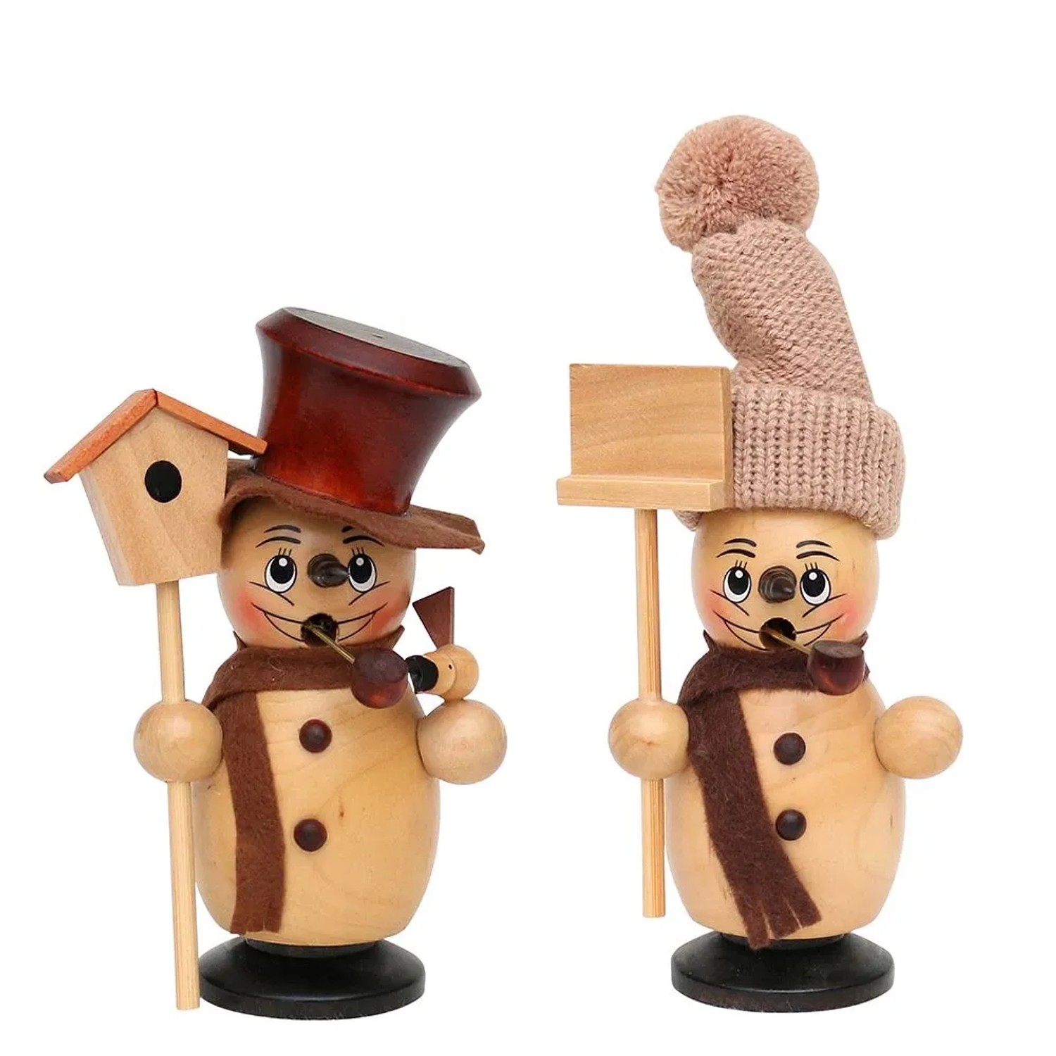 Dekohelden24 2er Set Räucherfiguren Räuchermänner Räuchermännchen Räucherfigur Räucherschneemann Räuchermann Schneemann L/B/H 8 x 7 x 15 cm