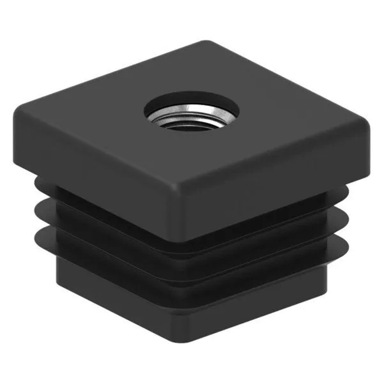 FeNau Kunststoffkappe Kunststoff Für Quadratrohr 30 X 30 mm Mit M10 Gewinde Schwarz