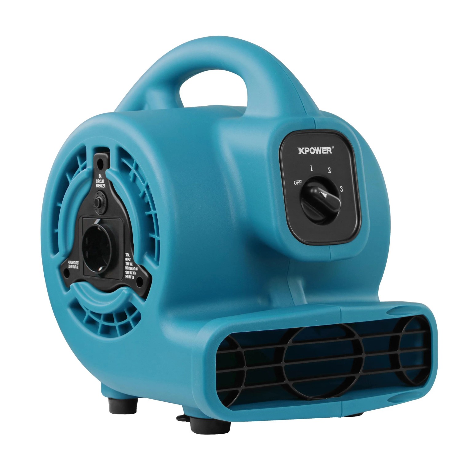 Xpower P-80A Mini-Zentrifugal-Luftbeweger mit 3 Geschwindigkeiten und Steckdosen Blau
