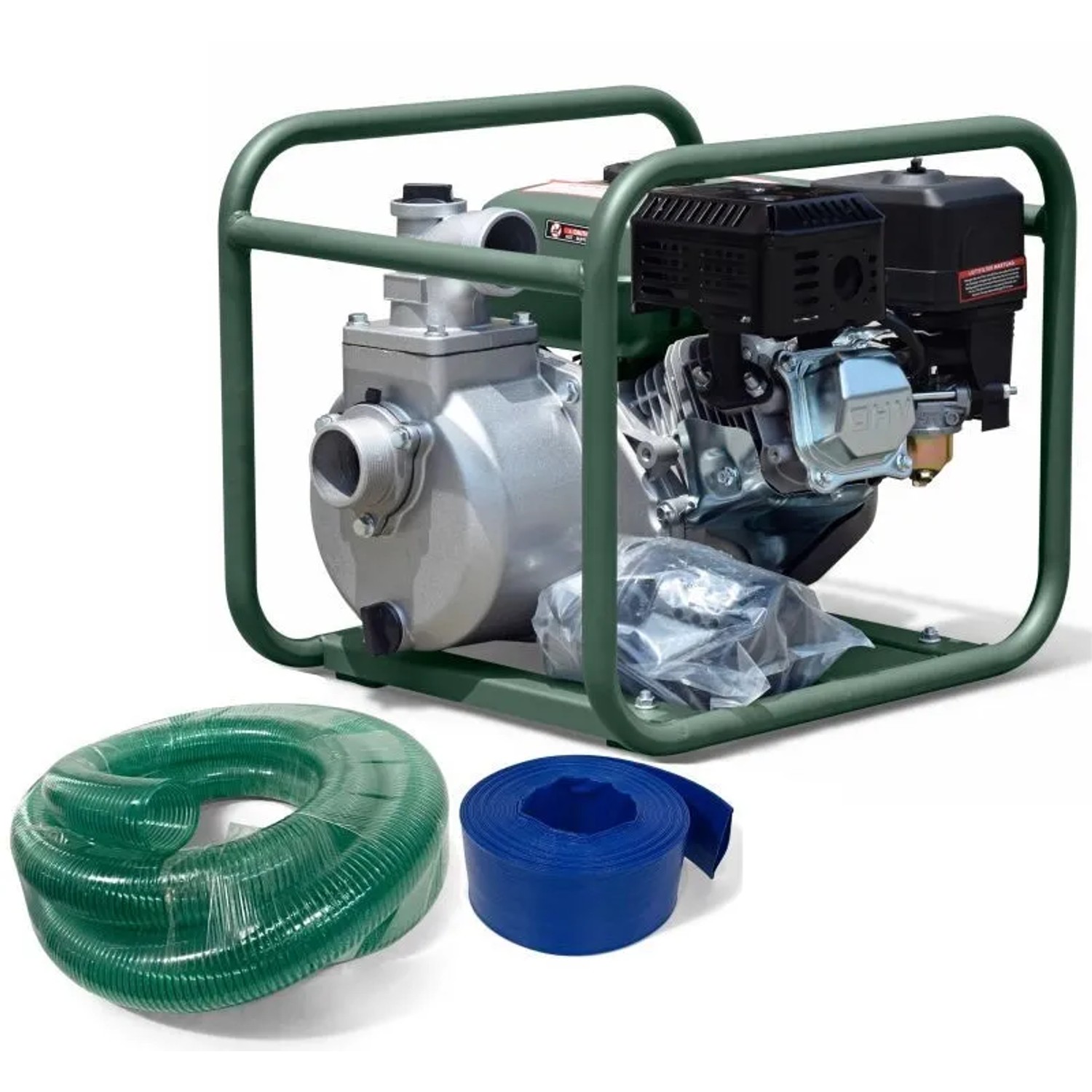 DeTec. Benzin Wasserpumpe 2 Zoll 30000 Liter Pro Stunde 23 M Förderhöhe Gartenpumpe Mit 5,5 PS Inkl. 2 Zoll Schlauch Set Für Teich Und Pool