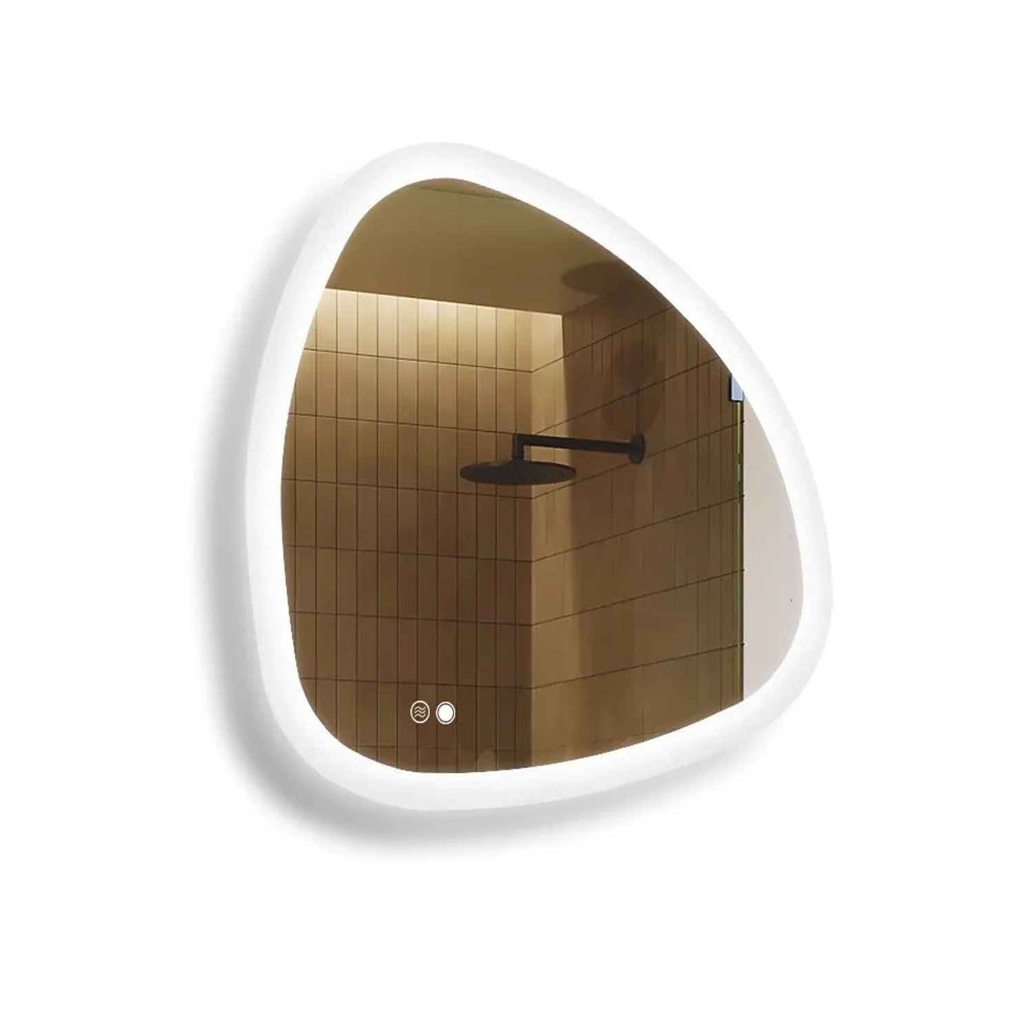 Artforma LED Badspiegel Asymmetrisch 84x84 cm mit Beleuchtung Antibeschlag Touch Dual LED Rahmenlos IP20 M075