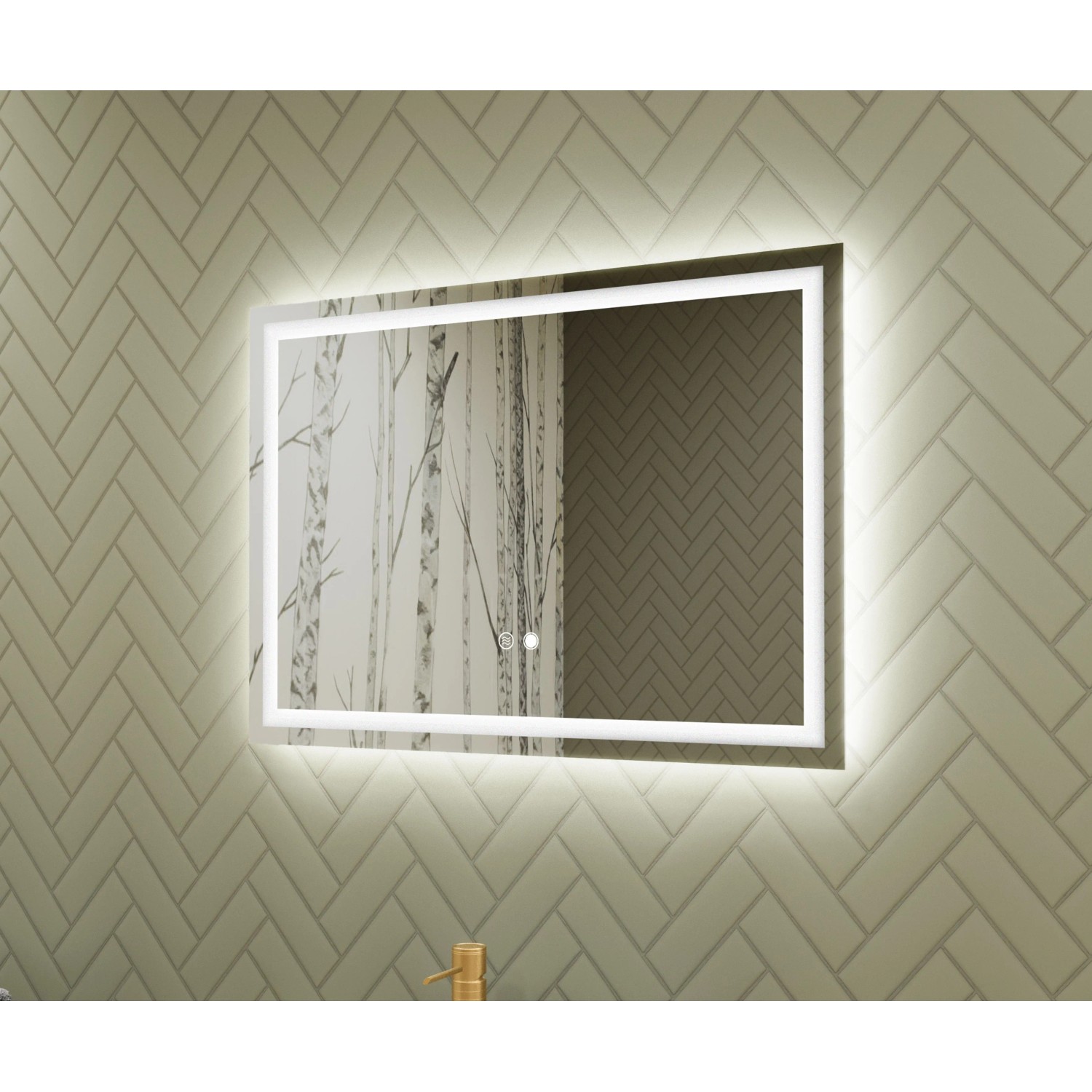 Artforma LED Badspiegel Rechteckig mit Abgerundeten Ecken 70x50 cm mit Beleuchtung Antibeschlag Touch 3 Lichtfarben Rahmenlos M003