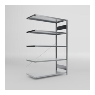 META S3 CLIP150 Fachbodenregal 2000x1300x600 mm (HxBxT), Anbauregal mit 5 Fachböden, 150 Kg Fachlast, verzinkt