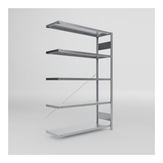 META S3 CLIP150 Fachbodenregal 2000x1300x400 mm (HxBxT), Anbauregal mit 5 Fachböden, 150 Kg Fachlast, verzinkt