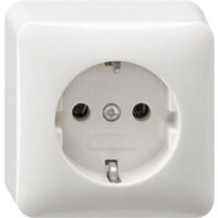 SCHUKO-Steckdose Aufputz, reinweiß, Steckdosen 1, waagerecht Bild 2