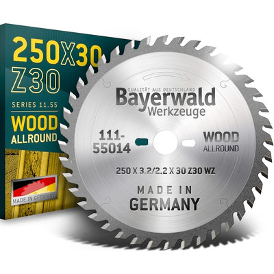 1x HM Kreissägeblatt - 250 x 3.2/2.2 x 30 Z30 WZ QW | Bayerwald HM Tischkreissägeblätter WZ