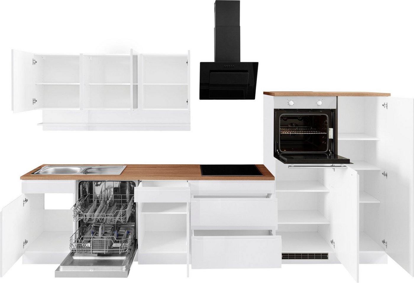 KOCHSTATION Küchenzeile KS-Virginia,neu in verbesserter Ausführung, Breite 350 cm,Soft-Close, mit Glaskeramik-oder Induktionskochfeld Bild 5