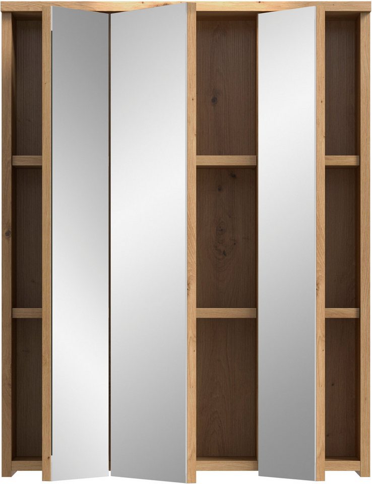 welltime Badezimmerspiegelschrank LUCCA, Breite 60cm, 3 Spiegeltüren, 9 Fächer, 6 Fachböden