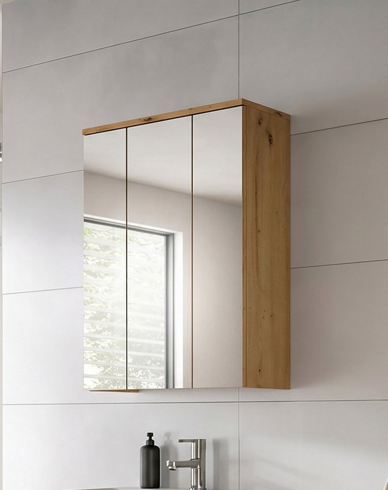 welltime Badezimmerspiegelschrank LUCCA, Breite 60cm, 3 Spiegeltüren, 9 Fächer, 6 Fachböden Bild 2