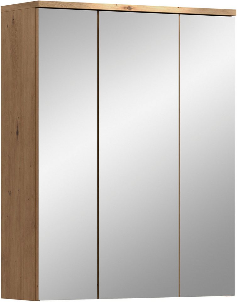 welltime Badezimmerspiegelschrank LUCCA, Breite 60cm, 3 Spiegeltüren, 9 Fächer, 6 Fachböden Bild 3