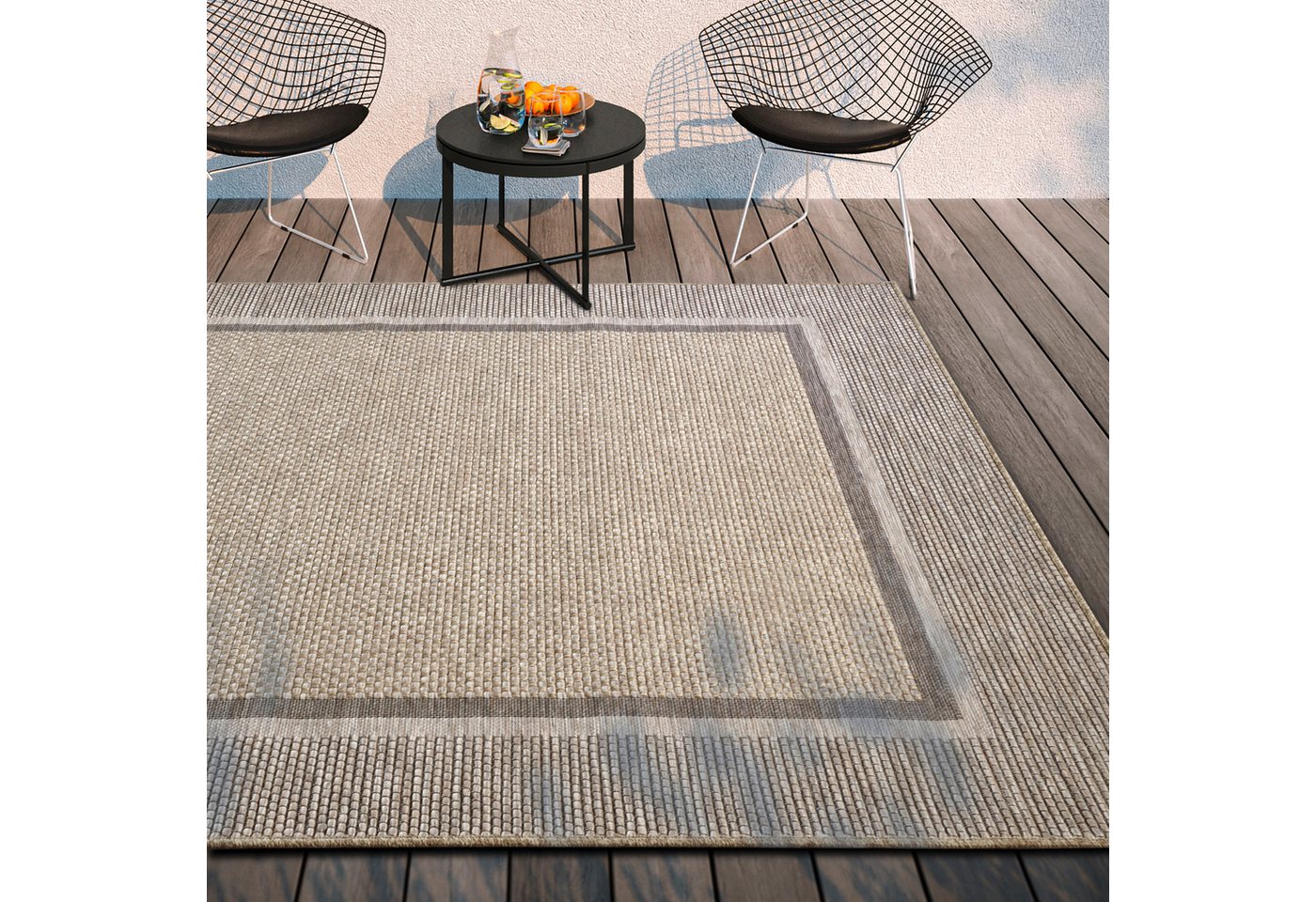 Villeroy & Boch Teppich Luitwin, rechteckig, Höhe: 8 mm, In-& Outdoor, Flachgewebe, wetterfest, Terrasse, Balkon, natur, modern