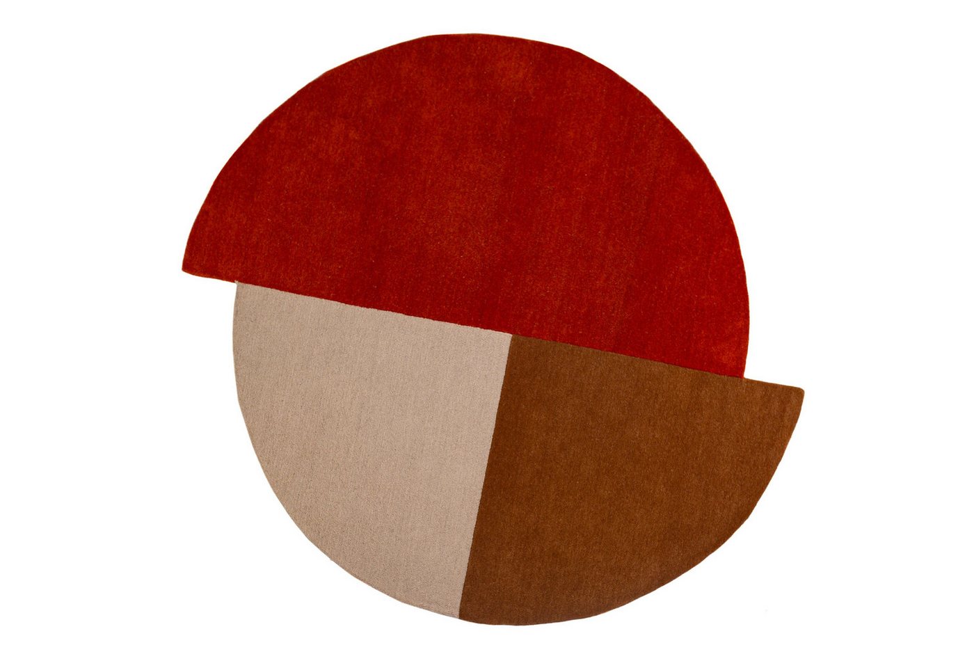 FLAIR RUGS Wollteppich Mia Segment, rund, Höhe: 12 mm, Kreisförmig im Retro-Design