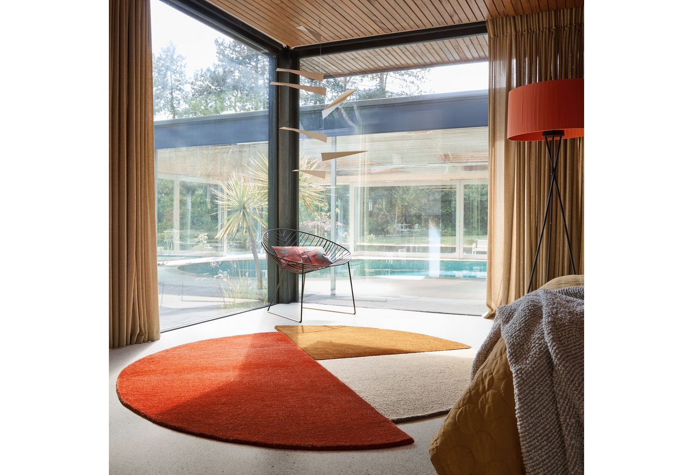 FLAIR RUGS Wollteppich Mia Segment, rund, Höhe: 12 mm, Kreisförmig im Retro-Design Bild 4