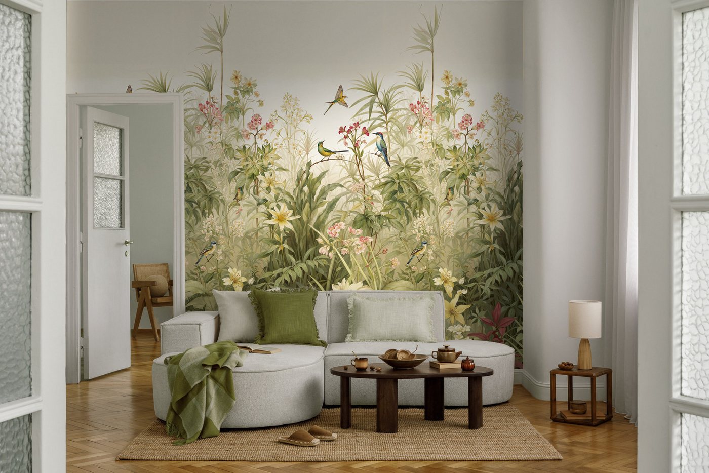 living walls Fototapete The Wall 4 Flowers – Vögel und Wildpflanzen Vlies-Fototapete, leicht strukturiert, floral, matt, botanisch, (1 St), Vögel und Wildpflanzen – natürlicher Tiefenwirkung Bild 3
