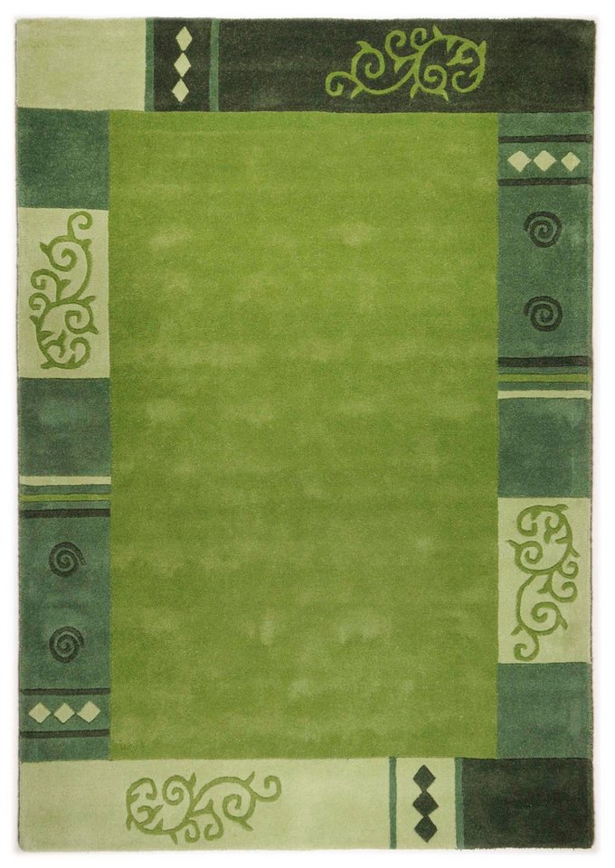 THEKO Wollteppich Ambadi, rechteckig, Höhe: 14 mm, reine Schurwolle, handgetuftet, mit Bordüre, modern, auch in rund