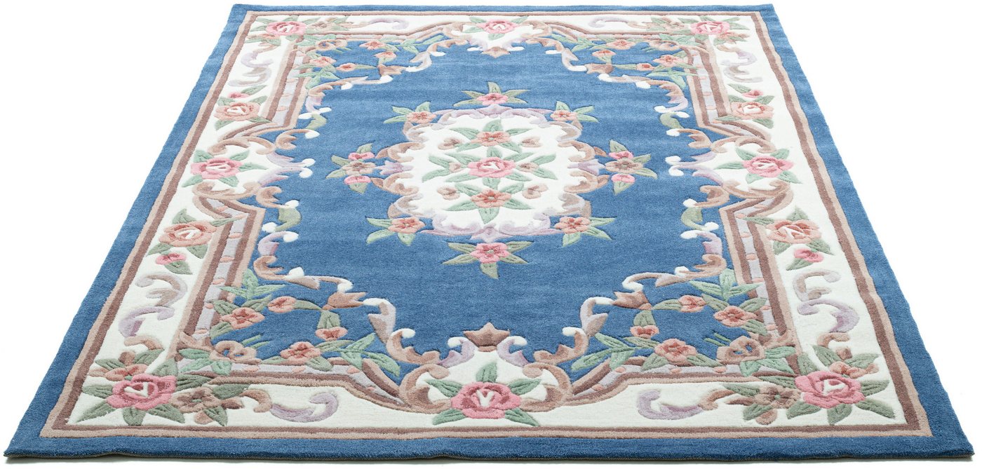 THEKO Teppich Ming, handgetuftet, rechteckig, Höhe: 14 mm, Pastell-Farben, florales Design, auch in oval & rund, Wohnzimmer Bild 3