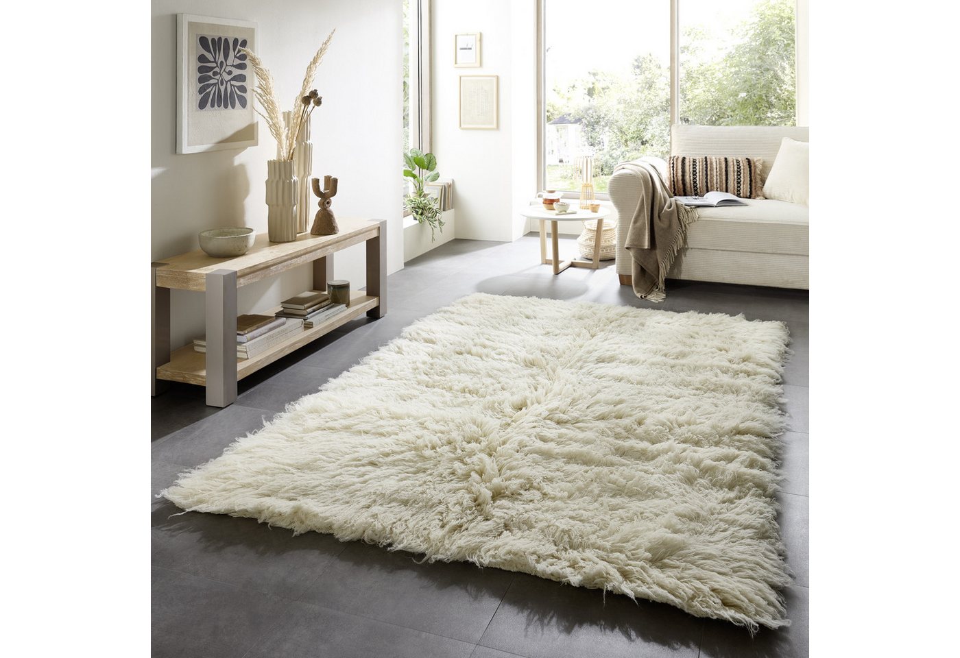 THEKO Wollteppich Flokos 2, handgewebt, rechteckig, Höhe: 70 mm, original griechischer Flokati, Hochflor, reine Wolle, auch in rund