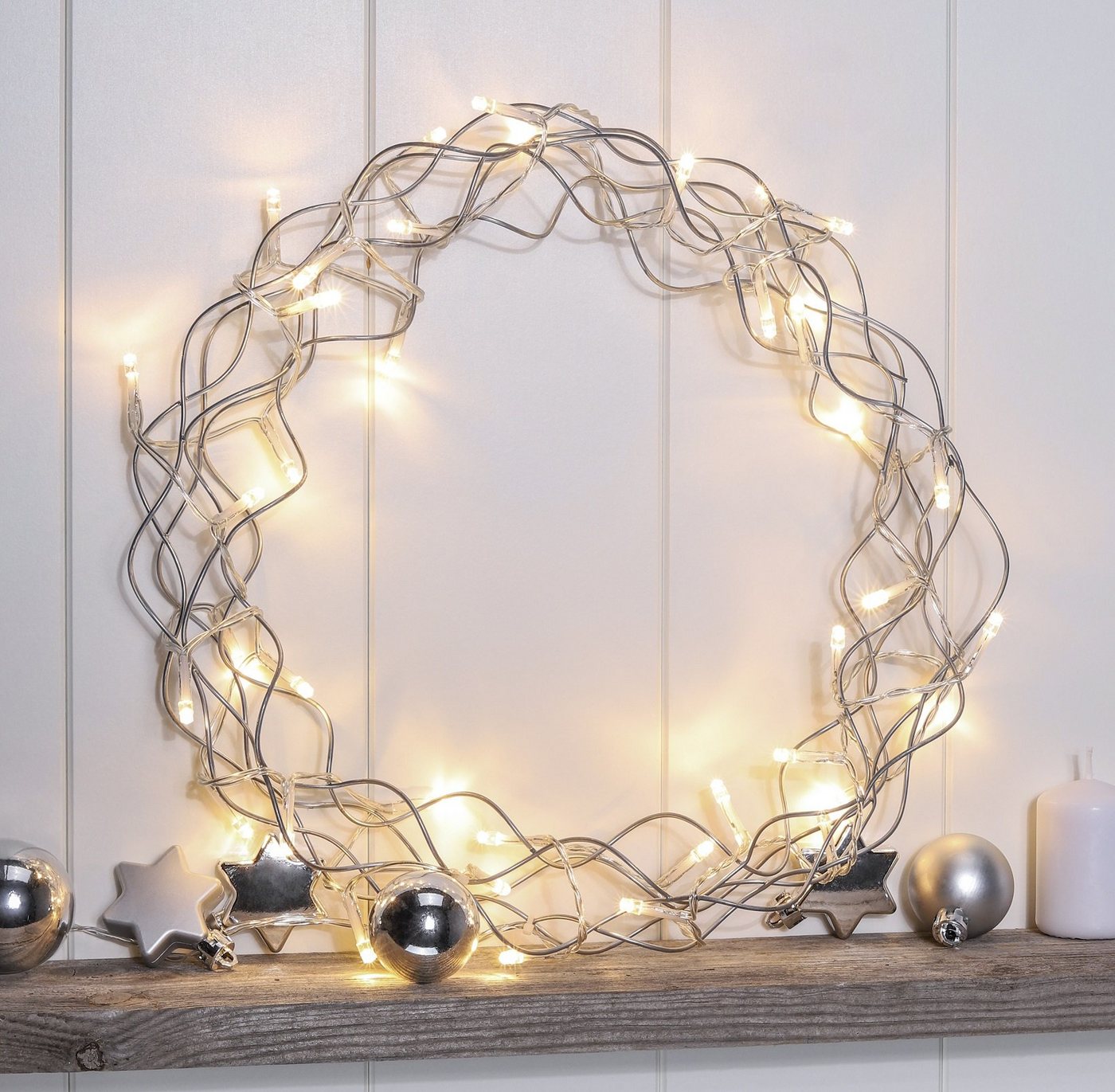 GartenHero Dekokranz 40 LED Metall Weihnachtskranz Timer Adventskranz Metallkranz Kranz