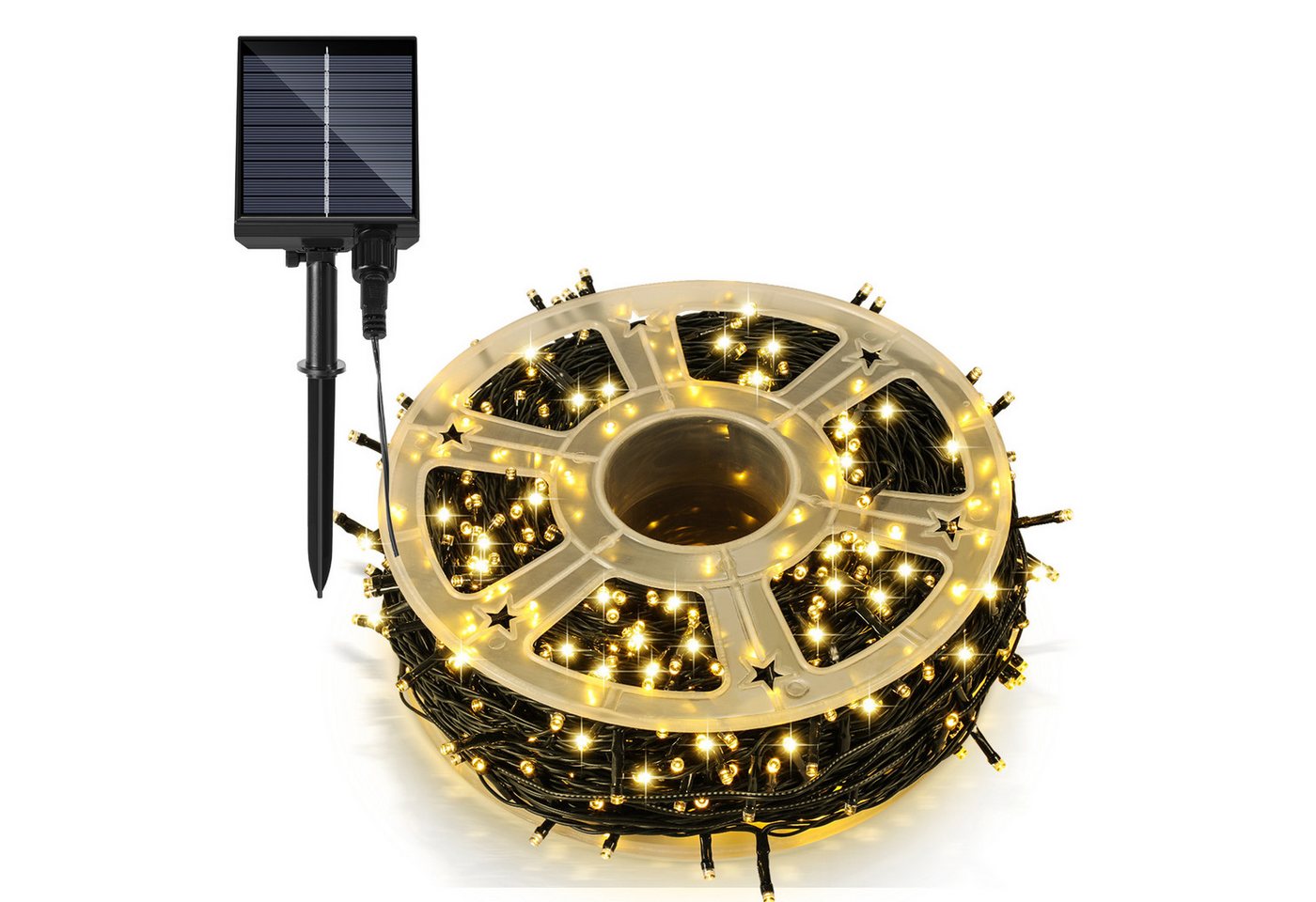 Clanmacy LED-Lichterkette 100M 1000LEDs LED-Lichterkette Solar Lichterkette Aussen Warmweiß, Weihnachten Bild 3