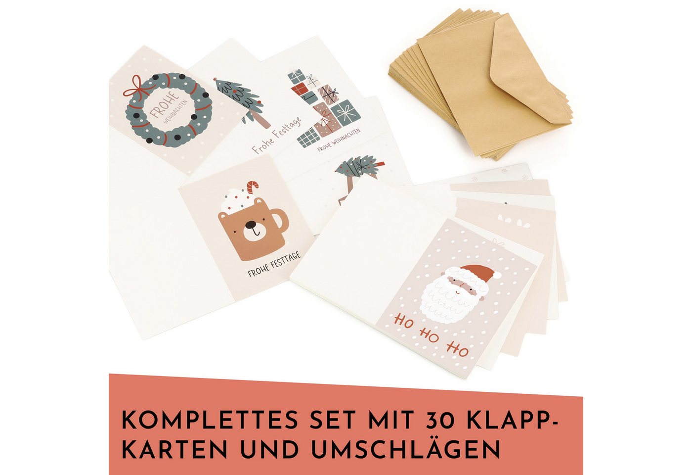 CraftWerk Grußkarten Weihnachtskarten mit Umschhlag, DIN A6 Klappkarten Grußkarten mit Motiven zu Weihnachten Bild 2