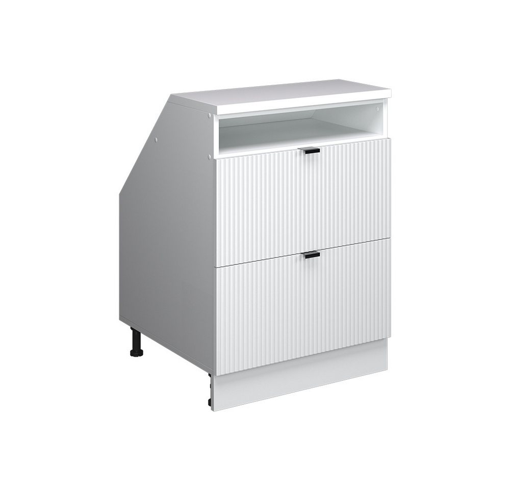 Vicco Kommode Rion, Weiß Riffel, 60 x 81.6 cm mit 2 Schubladen, Schrankkorpus 60... (1 St) Bild 4