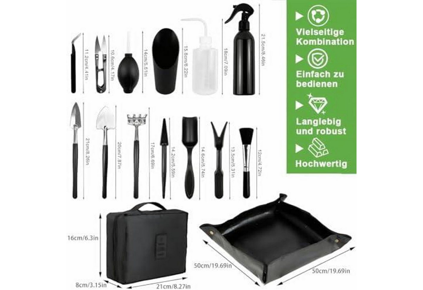 FELIXLEO Gartenpflege-Set Bonsai Werkzeug Set mit wasserdichte Umtopfmatte Gartenwerkzeug Bild 3