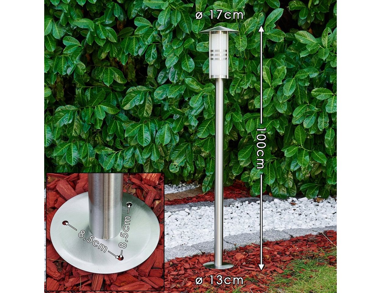 hofstein Pollerleuchte »Balme« moderne Außenleuchte aus gebürstetem Edelstahl und Milchglas, ohne Leuchtmittel, Wegeleuchte 100cm, Gartenlampe mit E27, Gartenbeleuchtung IP44 Bild 4