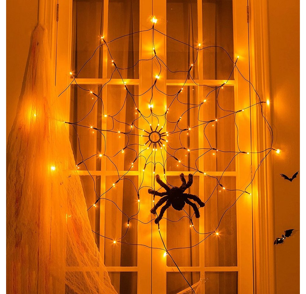 Rosnek LED-Lichterkette 1M Durchmesser, 8 Lichtmodi, für Party Hof Bar Weihnachten Deko, Zeitschaltfunktion, Spinnennetz Licht Bild 3
