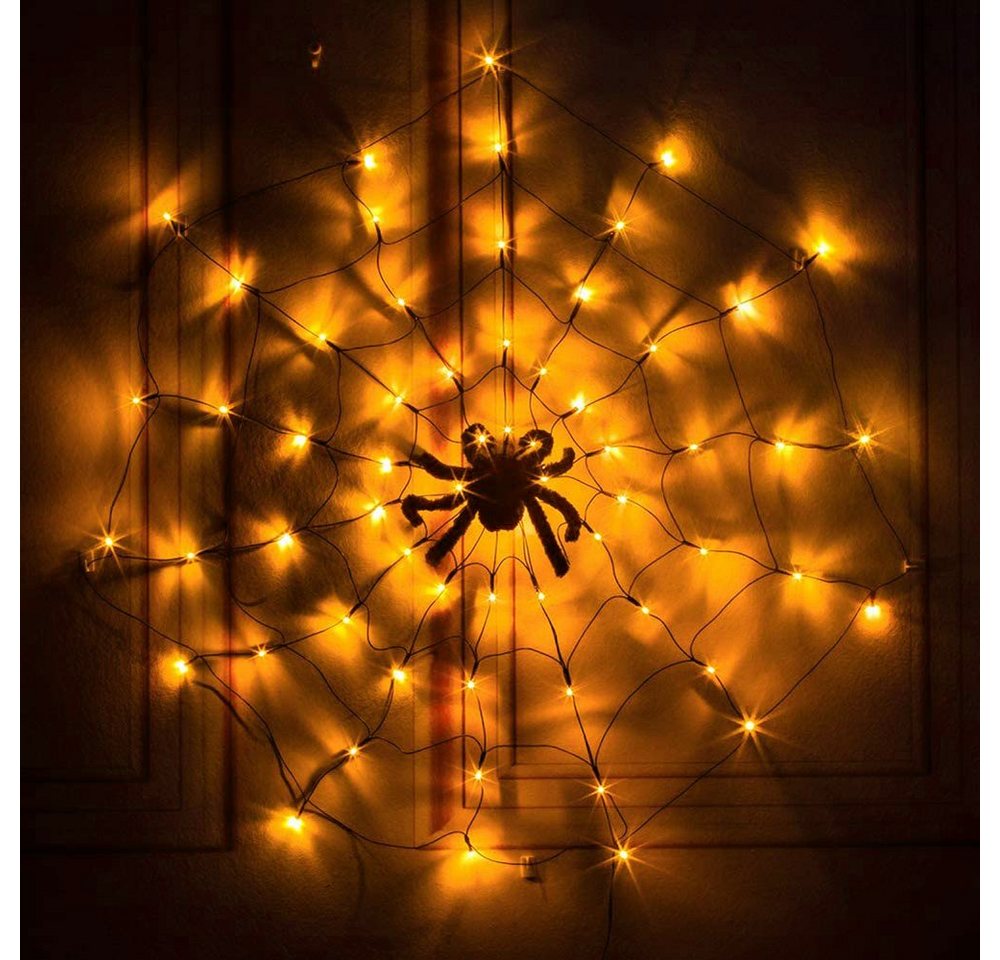 Rosnek LED-Lichterkette 1M Durchmesser, 8 Lichtmodi, für Party Hof Bar Weihnachten Deko, Zeitschaltfunktion, Spinnennetz Licht Bild 5