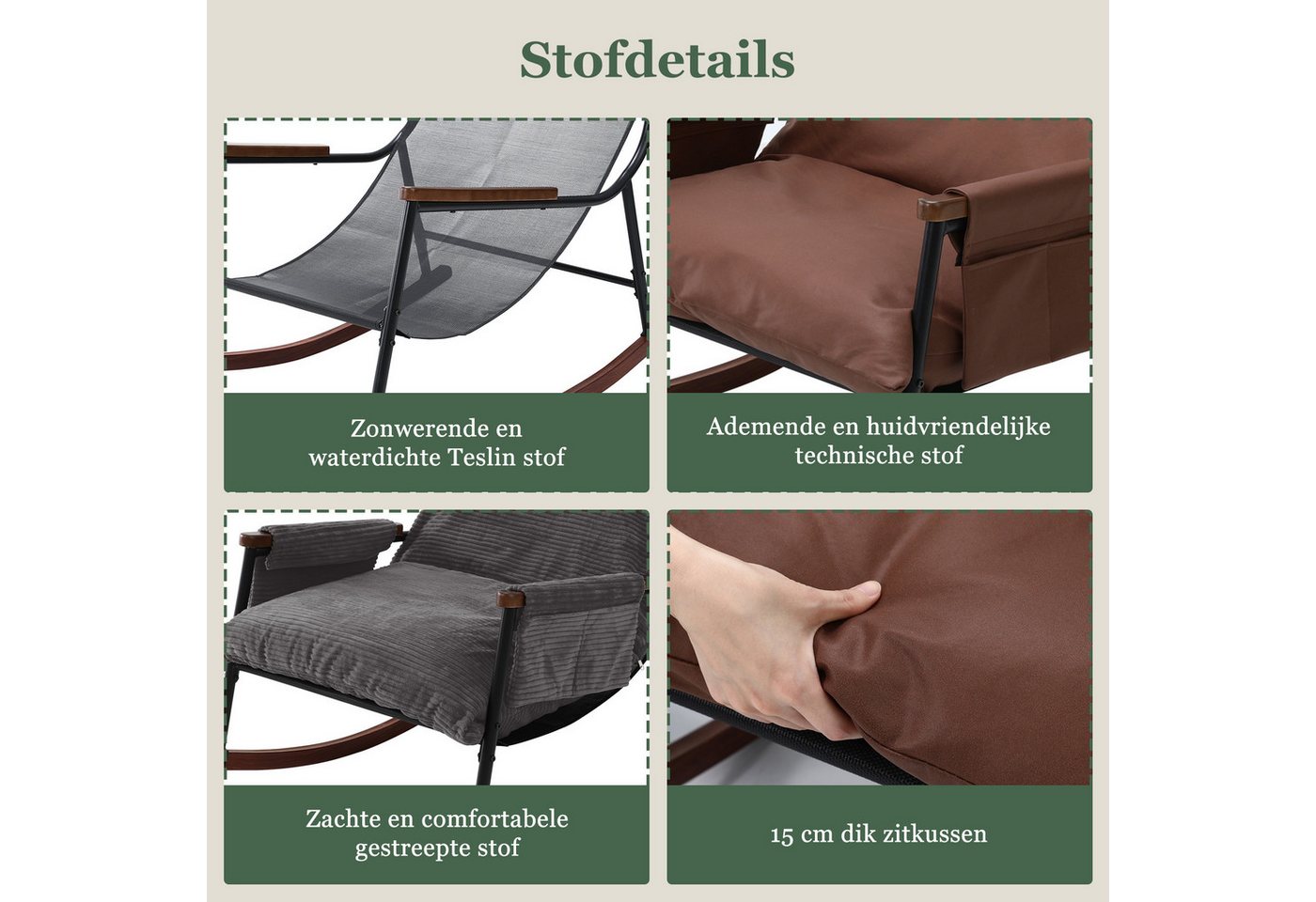 HomeMiYN Schaukelsessel Schaukelstuhl Relaxsessel Schaukelsessel Metall mit hocker Bild 5