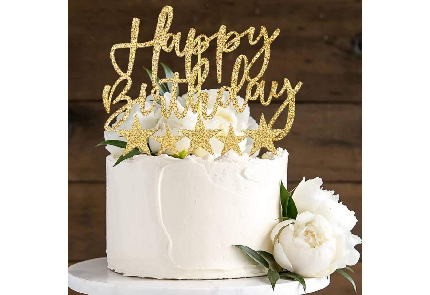 LuxusKollektion Sticker Tortendeko Gold Happy Birthday Cake Topper Sterne Kuchendeko 20-teilig Bild 2